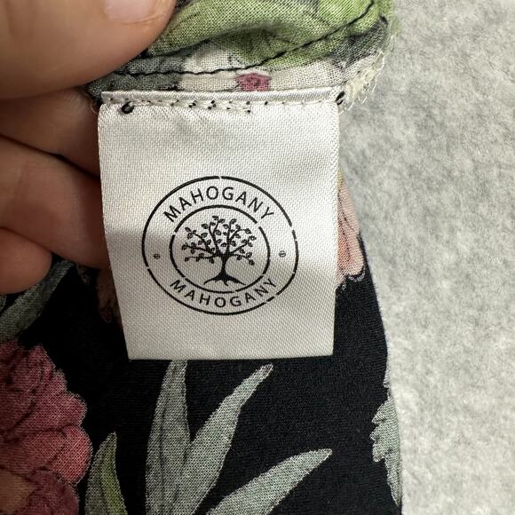 Mahogany Nightshirt Size S Black Floral Dress Button Down Collared Cottage - Picture 5 of 9